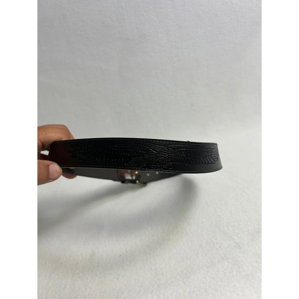 Western Americana Levi's Mens M Brown Leather Ombre Logo Buckle Belt